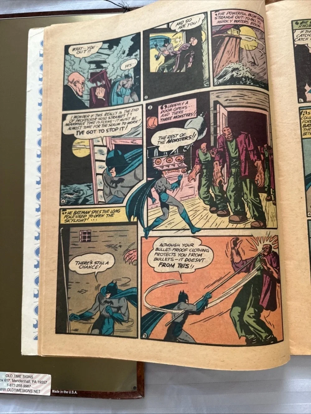 Vintage Batman Lot – 1975 DC Famous First Edition #1 + Retro Metal Wall Sign